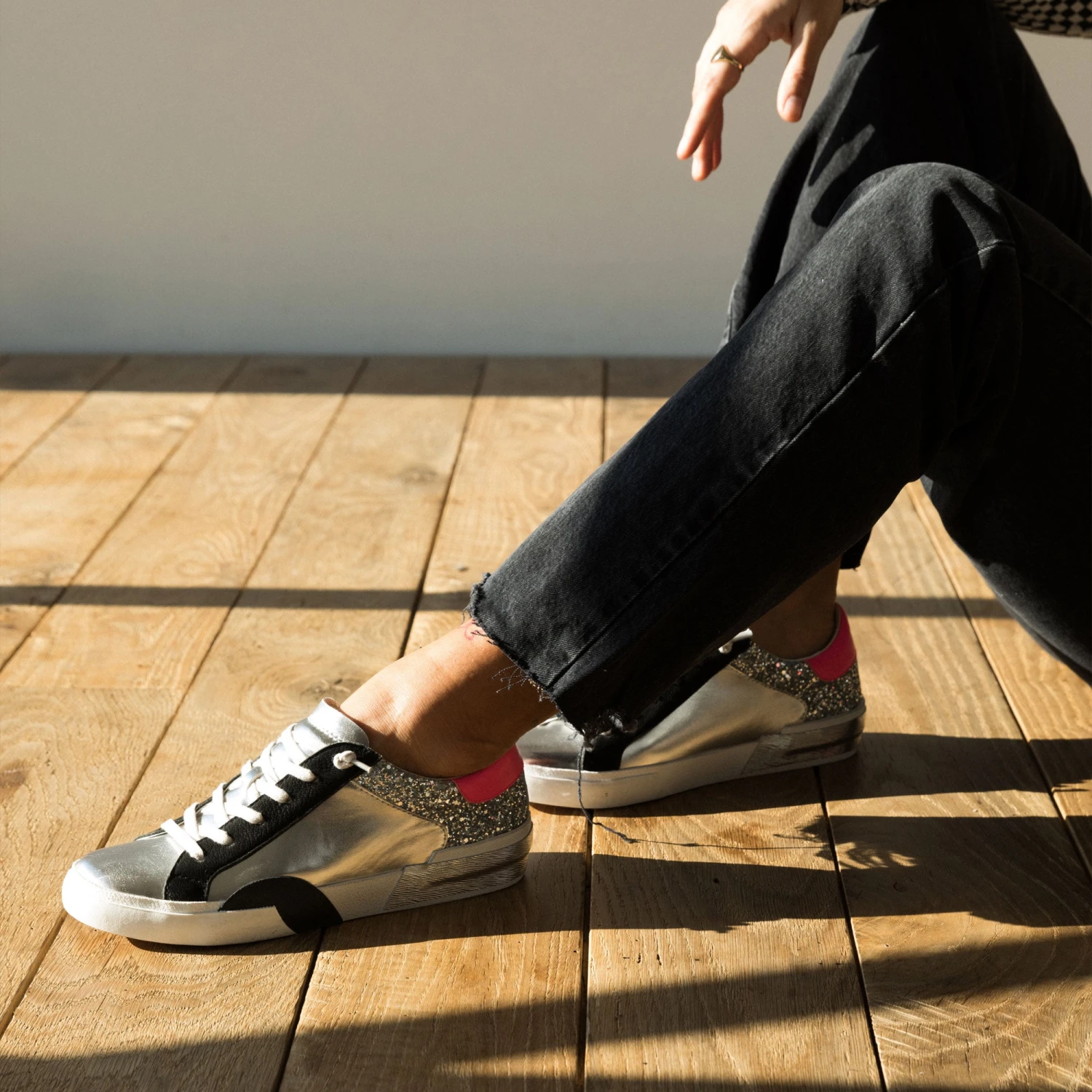 ZINA SNEAKERS DK SILVER LEATHER 2 ZINA SNEAKERS DK SILVER LEATHER - Image 2