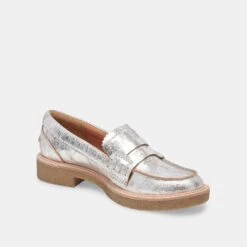 Dolce Vita ARABEL LOAFERS SILVER DISTRESSED LEATHER -Modish Shoe DOLCEVITA FLATS ARABEL SILVERDISTRESSEDLEATHER 08