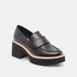 HALONA LOAFERS ONYX LEATHER -Modish Shoe DOLCEVITA FLATS HALONA ONYXSUEDE 01