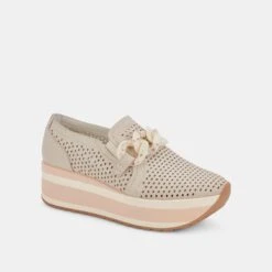 JHENEE PERFORATED SNEAKERS SAND NUBUCK -Modish Shoe DOLCEVITA FLATS JHENEEPERF SANDNUBUCK 01