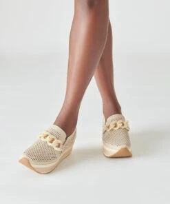 JHENEE PERFORATED SNEAKERS SAND NUBUCK -Modish Shoe DOLCEVITA FLATS JHENEEPERF SANDNUBUCK ONFOOT 6