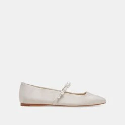 ROXANA PEARL BALLET FLATS IVORY SATIN