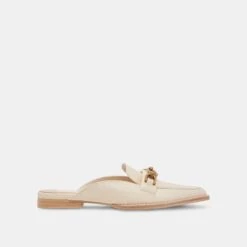 SIDON FLATS IVORY EMBOSSED LEATHER