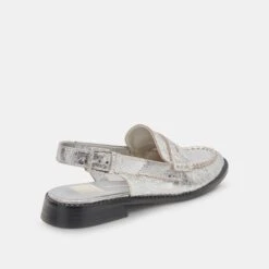 Dolce Vita HARDI LOAFERS SILVER CRACKLED LEATHER -Modish Shoe DOLCEVITA FLAT HARDI SILVERCRACKLEDLEATHER 03