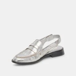 Dolce Vita HARDI LOAFERS SILVER CRACKLED LEATHER -Modish Shoe DOLCEVITA FLAT HARDI SILVERCRACKLEDLEATHER 08