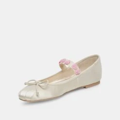 Dolce Vita LILLY BALLET FLATS IVORY MULTI SATIN -Modish Shoe DOLCEVITA HEELS LILLY IVORYMULTISATIN 08