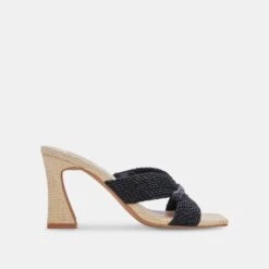 NITRO HEELS BLACK RAFFIA