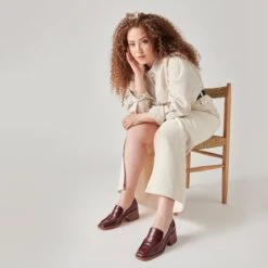 Dolce Vita TALIE LOAFERS CABERNET EMBOSSED LEATHER -Modish Shoe DOLCEVITA HEELS TALIE CABERNETEMBOSSEDLEATHER ONFOOT 3