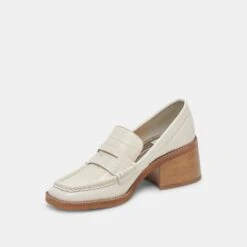Dolce Vita TALIE LOAFERS IVORY EMBOSSED LEATHER -Modish Shoe DOLCEVITA HEELS TALIE IVORYEMBOSSEDLEATHER 09