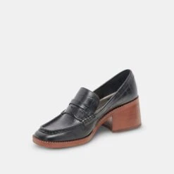 Dolce Vita TALIE LOAFERS NOIR EMBOSSED LEATHER -Modish Shoe DOLCEVITA HEELS TALIE NOIREMBOSSEDLEATHER 08