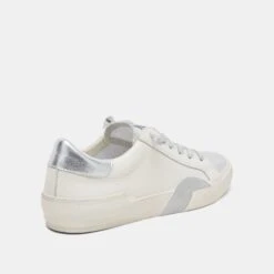 Dolce Vita ZINA SNEAKERS WHITE SILVER LEATHER -Modish Shoe DOLCEVITA HEELS ZINA WHITESILVERRECYCLEDLEATHER 03