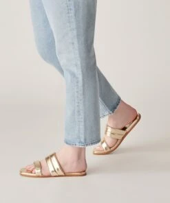 ADORE SANDALS GOLD METALLIC LEATHER -Modish Shoe DOLCEVITA SANDALS ADORE GOLDMETALLICLEATHER ONFOOT 2