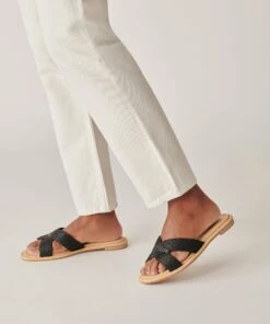 ATOMIC SANDALS BLACK RAFFIA -Modish Shoe DOLCEVITA SANDALS ATOMIC BLACKRAFFIA ONFOOT 4