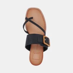 PERRIS SANDALS BLACK EMBOSSED LEATHER -Modish Shoe DOLCEVITA SANDALS PERRIS BLACKEMBOSSEDLEATHER 06