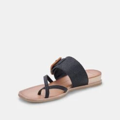 PERRIS SANDALS BLACK EMBOSSED LEATHER -Modish Shoe DOLCEVITA SANDALS PERRIS BLACKEMBOSSEDLEATHER 08