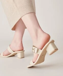 RIVA SANDALS IVORY LEATHER -Modish Shoe DOLCEVITA SANDALS RIVA IVORYLEATHER ONFOOT 1