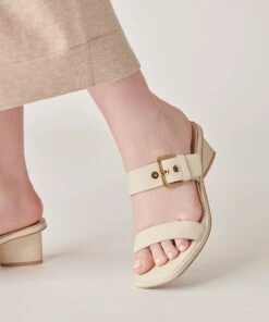 RIVA SANDALS IVORY LEATHER -Modish Shoe DOLCEVITA SANDALS RIVA IVORYLEATHER ONFOOT 3