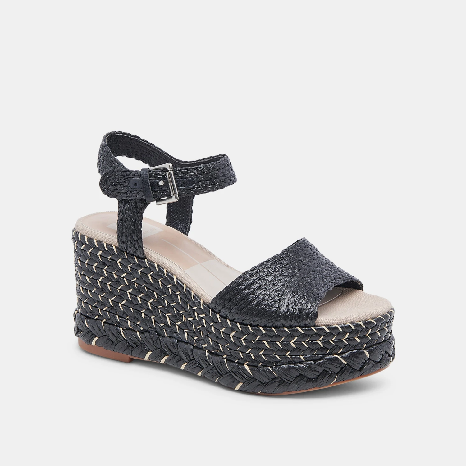 TIAGO WEDGES BLACK RAFFIA 2 TIAGO WEDGES BLACK RAFFIA - Image 2