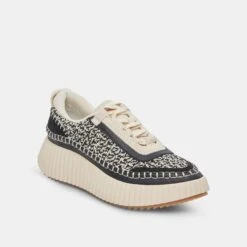 Dolce Vita DOLEN SNEAKERS WHITE BLACK WOVEN -Modish Shoe DOLCEVITA SNEAKERS DOLEN BLACKMULTIWOVEN 01