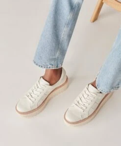 TIGER SNEAKERS WHITE LEATHER -Modish Shoe DOLCEVITA SNEAKERS TIGER WHITELEATHER ONFOOT 1