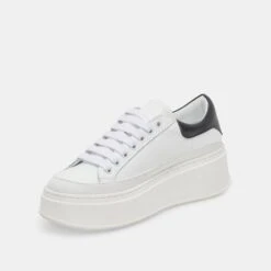 Dolce Vita WYETT SNEAKERS WHITE BLACK LEATHER -Modish Shoe DOLCEVITA SNEAKERS WYETT WHITE BLACKLEATHER 08