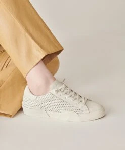 ZINA PERFORATED SNEAKERS WHITE PERFORATED LEATHER -Modish Shoe DOLCEVITA SNEAKERS ZINAPERF WHITEPERFORATEDLEATHER ONFOOT 1