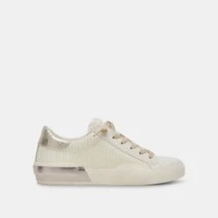 Dolce Vita ZINA PLUSH SNEAKERS WHITE SLICED LEATHER