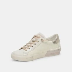 Dolce Vita ZINA PLUSH SNEAKERS WHITE SLICED LEATHER -Modish Shoe DOLCEVITA SNEAKERS ZINAPLUSH WHITESLICEDLEATHER 08