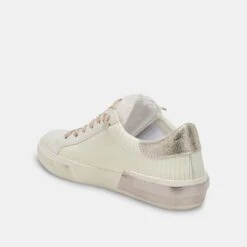Dolce Vita ZINA PLUSH SNEAKERS WHITE SLICED LEATHER -Modish Shoe DOLCEVITA SNEAKERS ZINAPLUSH WHITESLICEDLEATHER 09