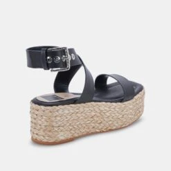 CANNES SANDALS BLACK LEATHER -Modish Shoe DOLCEVITA WEDGES CANNES BLACKLEATHER 03