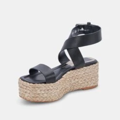CANNES SANDALS BLACK LEATHER -Modish Shoe DOLCEVITA WEDGES CANNES BLACKLEATHER 08
