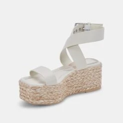 CANNES SANDALS IVORY LEATHER -Modish Shoe DOLCEVITA WEDGES CANNES IVORYLEATHER 08