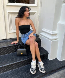 Dolce Vita DOLEN SNEAKERS WHITE BLACK WOVEN -Modish Shoe dol bw 2