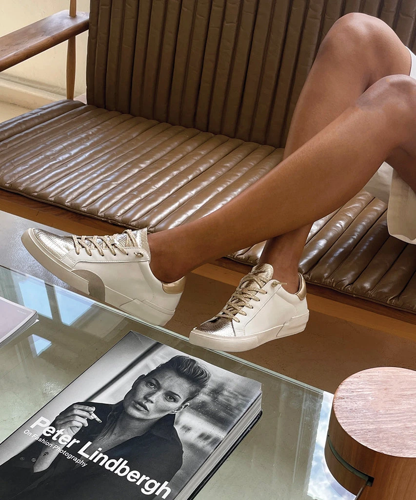 ZINA SNEAKERS WHITE GOLD LEATHER 2 ZINA SNEAKERS WHITE GOLD LEATHER - Image 2